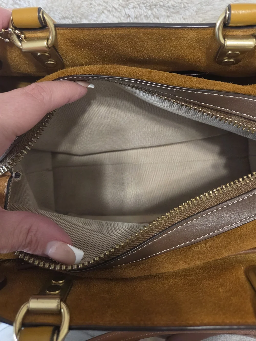 Coach Signature Canvas Satchel in Brown & Mustard